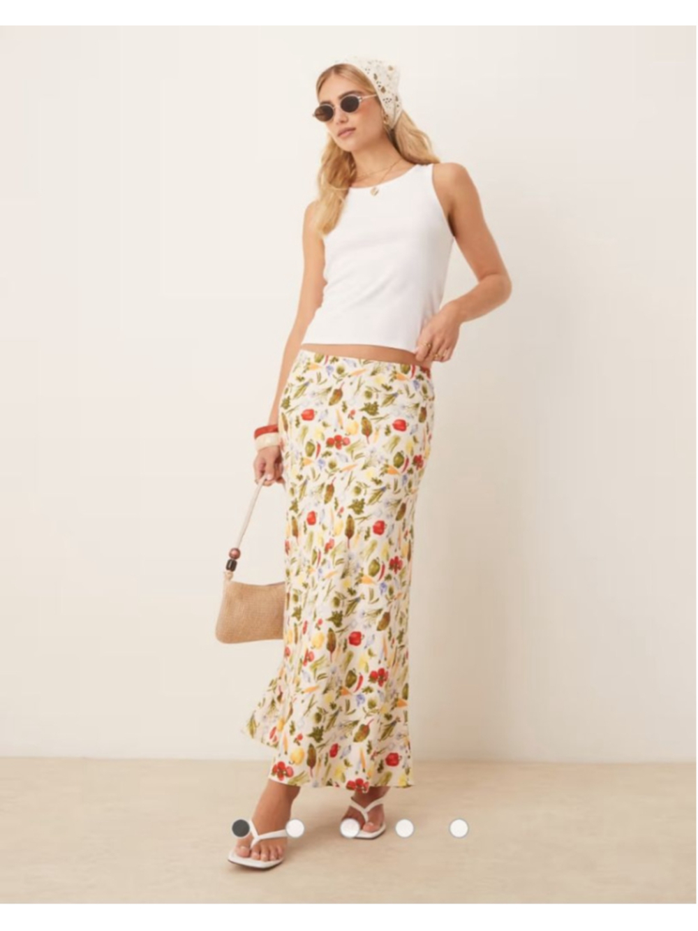 Women's Abercrombie & Fitch XL White Green Vegetable Print Maxi Skirt